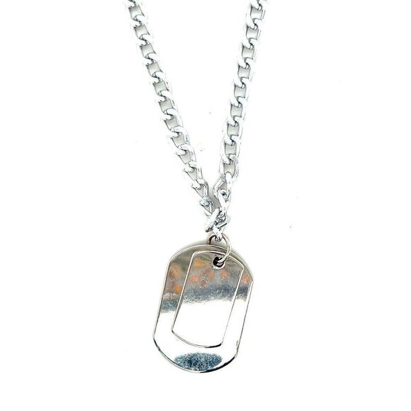 Silver Plated Dog Tag Necklace - Picture 1 of 3